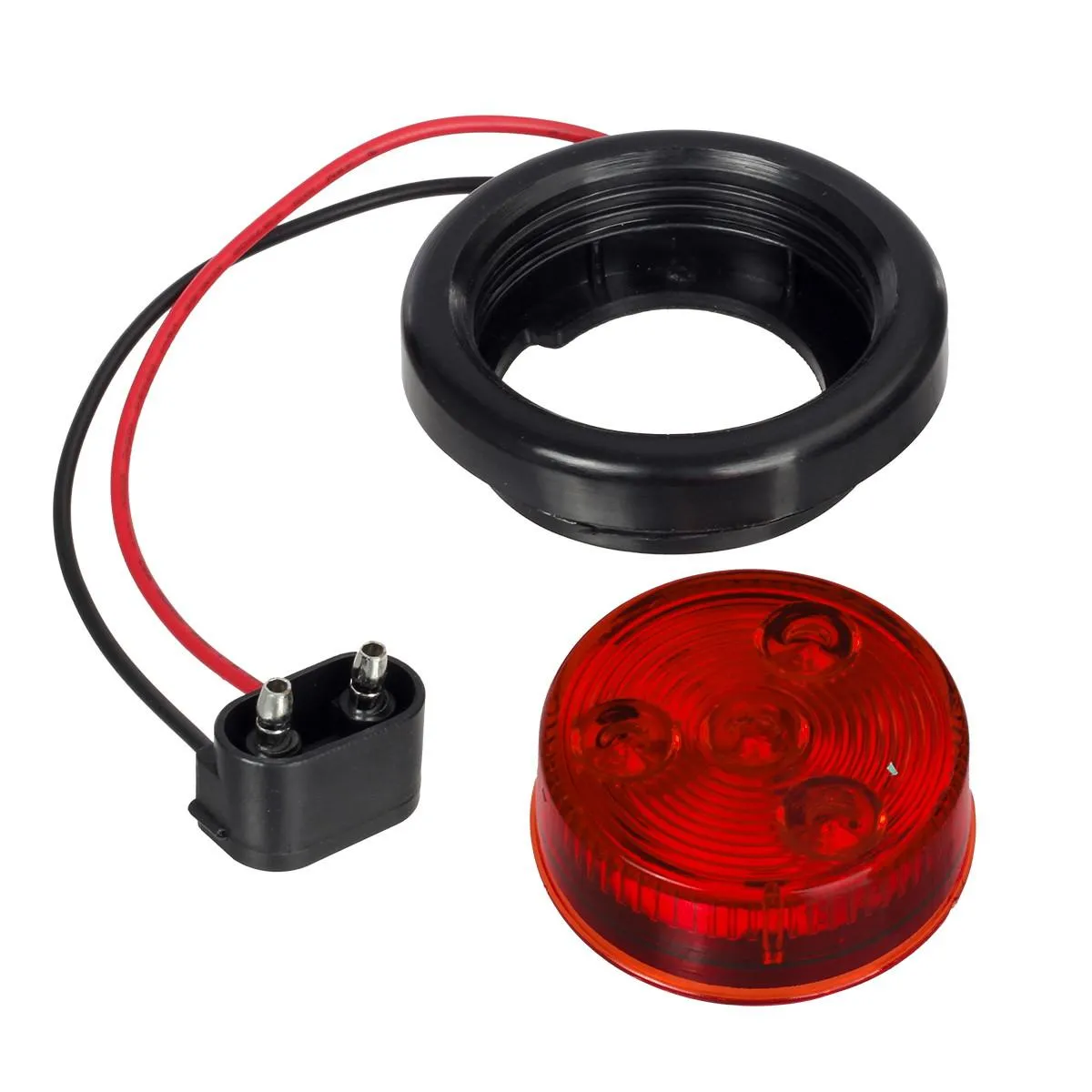 Partsam 10Pack(5 Amber   5 Red) 2" Led Round Side Marker Light Grommet Flush Mount 4LED, Sealed 2 Round led Marker Lights Truck Trailer with Reflex Lens, IP67 Waterproof