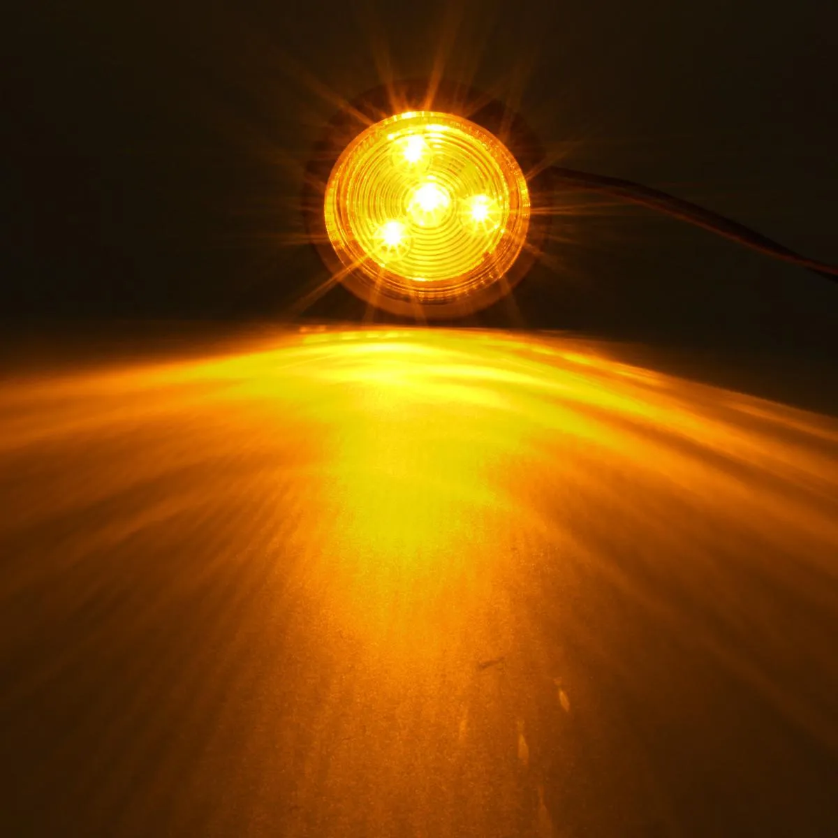 Partsam 10x Amber 2" Round Sealed Led Clearance Marker Light 4LED Grommet Mount RV Accessories, Reflective 2 Inch Round Trailer Led Side Marker Lights Lamps Kit Flush Mount with Wire Pigtails