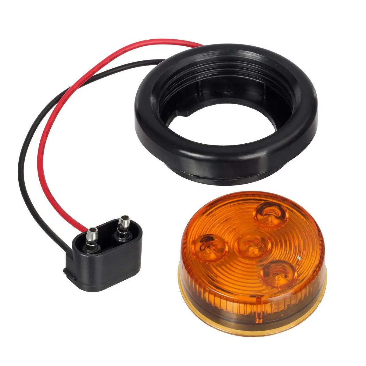 Partsam 10x Amber 2" Round Sealed Led Clearance Marker Light 4LED Grommet Mount RV Accessories, Reflective 2 Inch Round Trailer Led Side Marker Lights Lamps Kit Flush Mount with Wire Pigtails