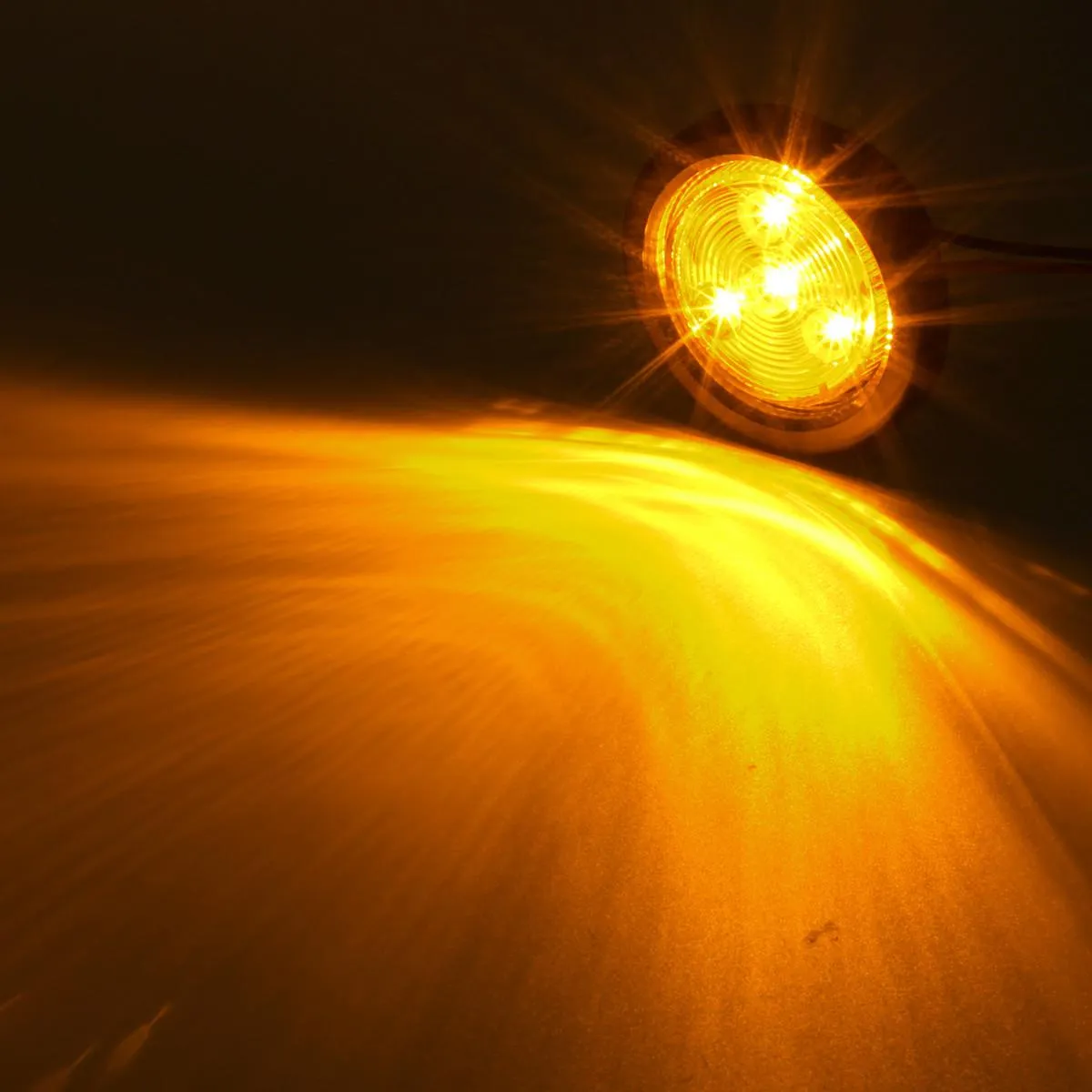 Partsam 10x Amber 2" Round Sealed Led Clearance Marker Light 4LED Grommet Mount RV Accessories, Reflective 2 Inch Round Trailer Led Side Marker Lights Lamps Kit Flush Mount with Wire Pigtails