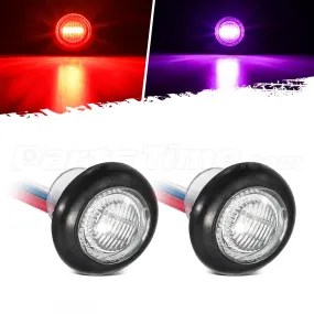 Partsam 2Pcs 3/4" Round LED Marker Light Red to Purple Auxiliary Light Dual Revolution Side Marker Clearance Light Indicators Grommet Bullet Light for Trailer Truck Camper RV