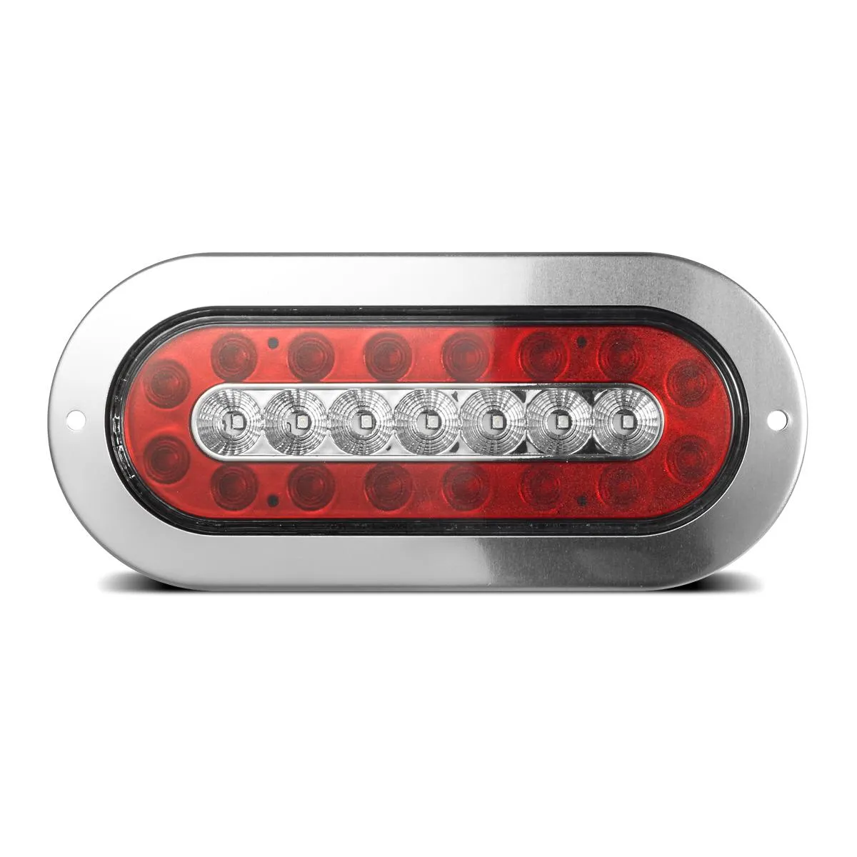 Partsam 2Pcs 6-1/2inch Oval Led Trailer Tail Lights 23 LED Flange Mount Waterproof Combo Red Stop Brake Tail Running Lights Taillights White Back Up and Reverse Lights Sealed with Reflectors 12V DC