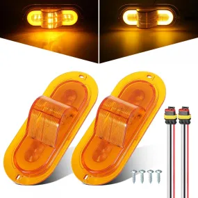 Partsam 2Pcs 6 Inch Oval Led Mid Ship Turn Signal and Side Marker Clearance Lights Amber Lens Sealed with 3-Wire Pigtail for Led Trailer Lights, Weathertight Plug