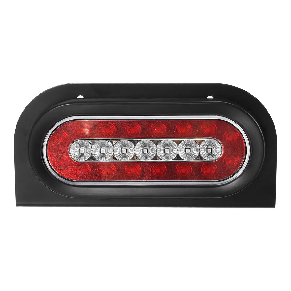 Partsam 2Pcs 6 Inch Oval Led Trailer Tail Lights Red/White 23LED Grommet Mount w Mounting Brackets Waterproof Truck Trailer RV Oval Led Stop Turn Tail Brake Backup Reverse Marker Lights Sealed 12V