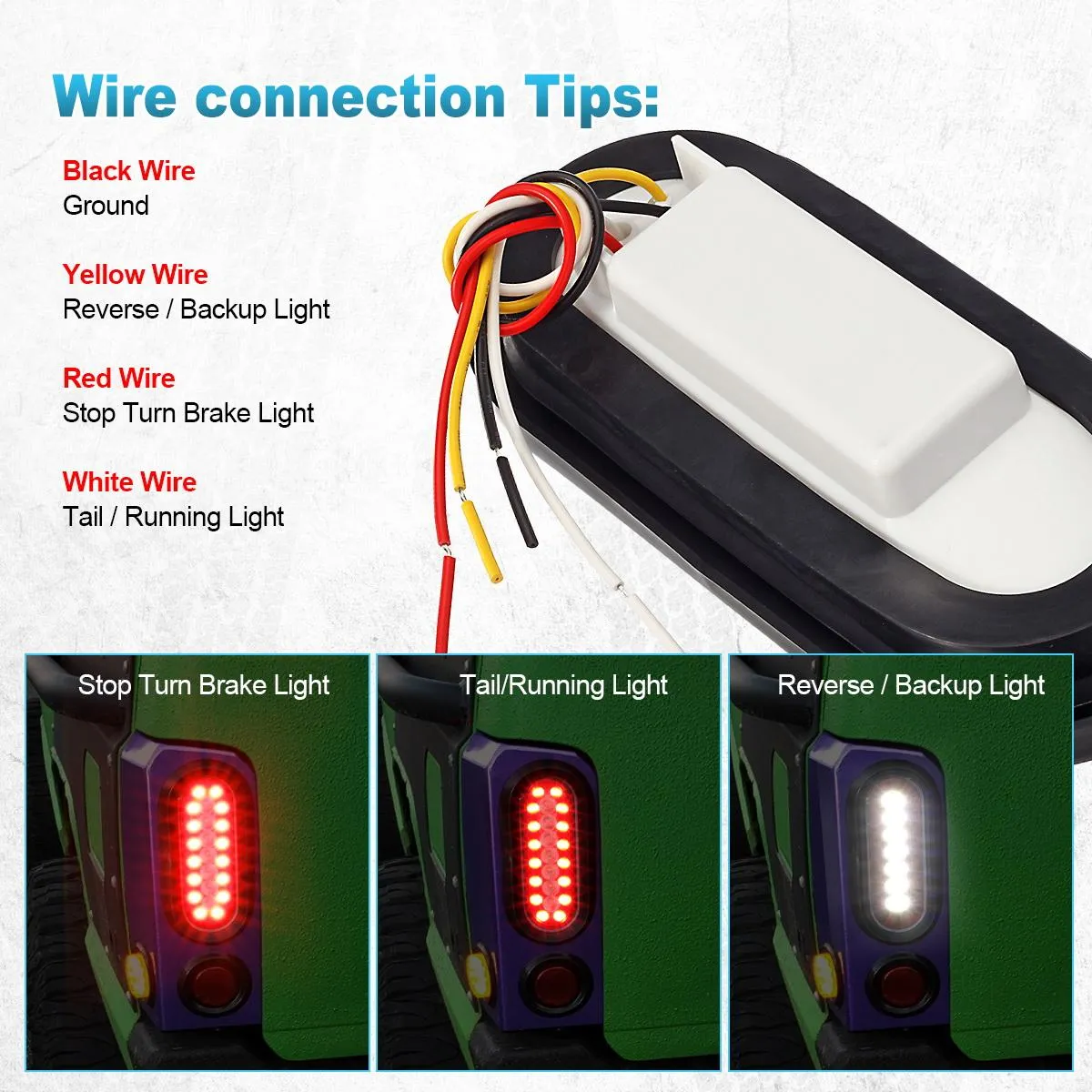 Partsam 2Pcs 6.3 inch Oval Led Stop Turn Tail Lights with Reverse Lights Red and White Clear Lens 23 LED, Sealed 6.3 inch Oval led Trailer Tail Lights Backup Lights w reflectors Grommet Flush Mount