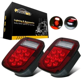 Partsam 2x Red/White 39 LED Stop Turn Tail Stud Lights Replacement for Jeep CJ YJ JK Truck Trailer Boat RV, Hardwired
