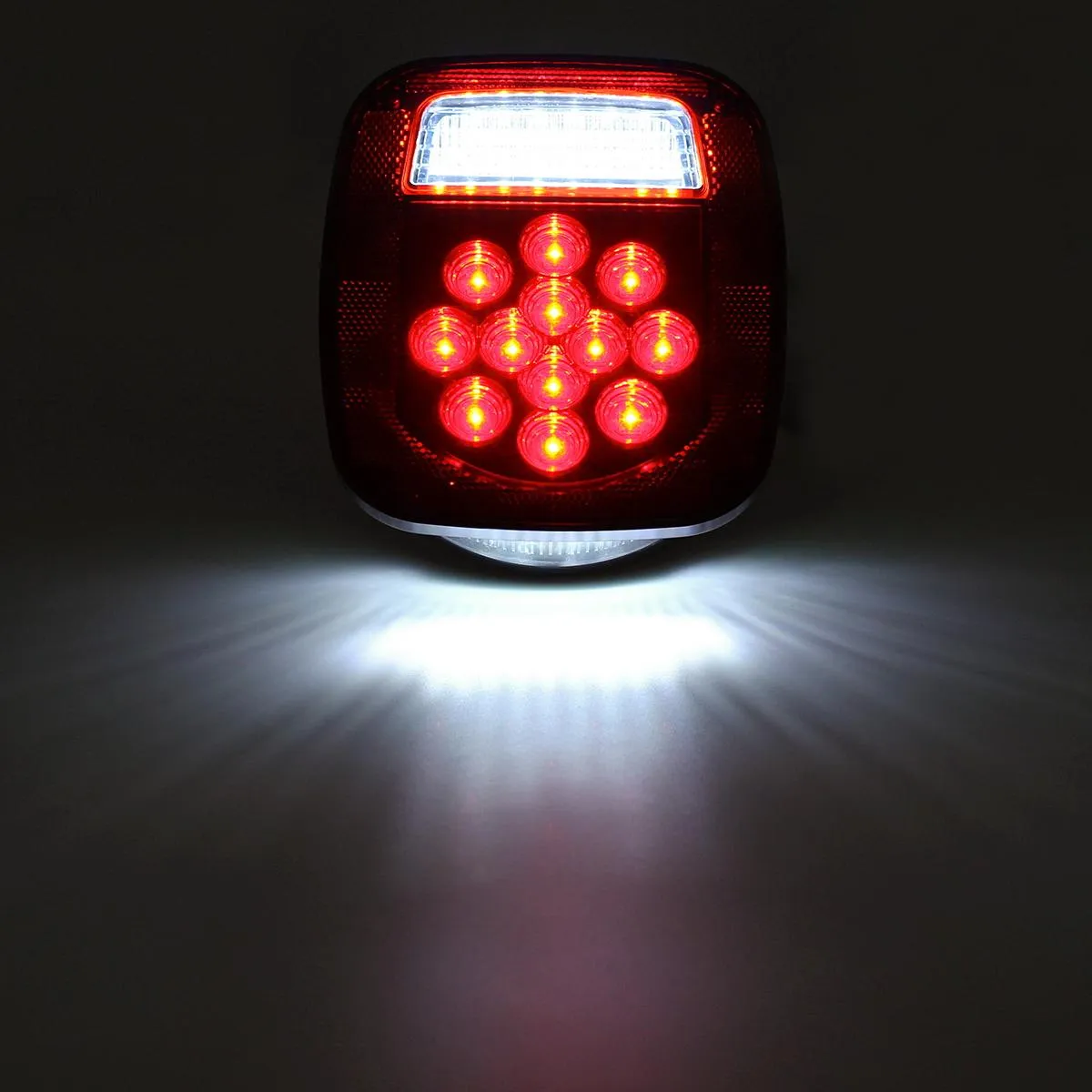 Partsam 2x Red/White 39 LED Stop Turn Tail Stud Lights Replacement for Jeep CJ YJ JK Truck Trailer Boat RV, Hardwired