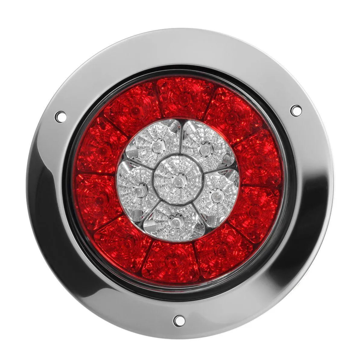 Partsam 4inch Inch Round Led Trailer Taillights Stop Brake Lights Running Red and Amber Parking and Turn Signal Lights, Sealed Double Color Round Led Lights w/ Stainless Steel Rings Flange Mount (4Pack)