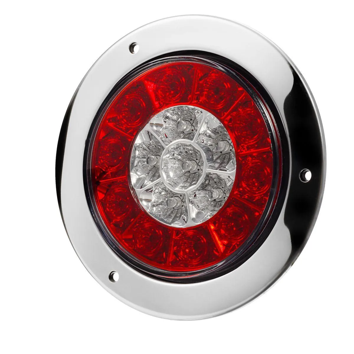 Partsam 4inch Inch Round Truck Trailer Led Tail Stop Brake Lights Taillights Running Red and Amber Parking Turn Signal Lights, Sealed Dual Color Round Led Lights w/ Miro-reflectors Flange Mount (2Pack)