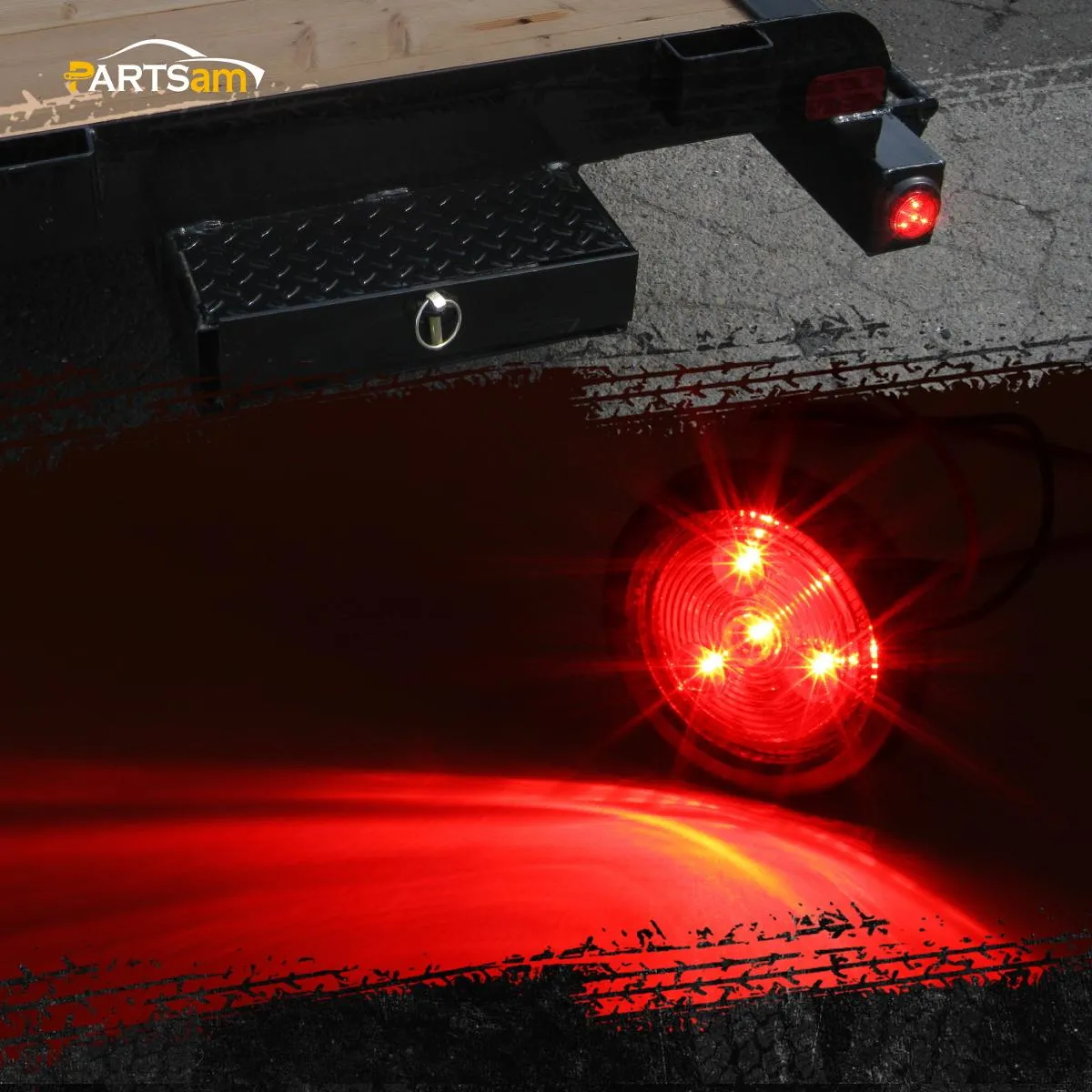 Partsam 5pcs 2" Red Round Sealed Clearance Marker Light 4 LED Mount Grommet / Pigtails Hardwired