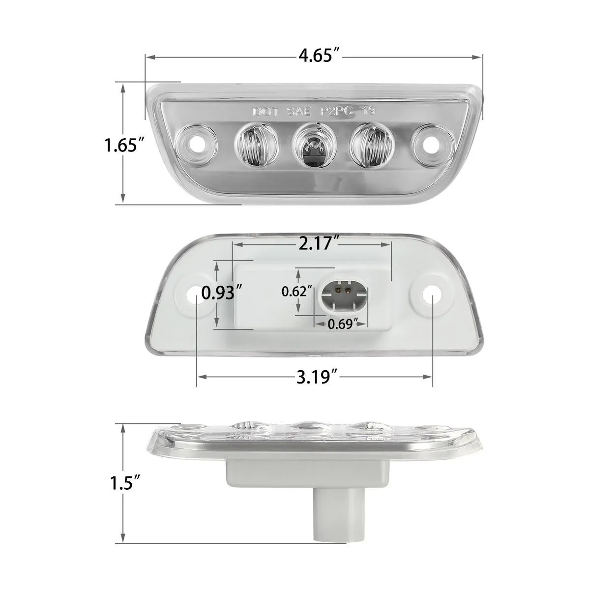 Partsam 5pcs 3LED Cab Light Truck Trailer Cab Marker Clear Lens Top Roof Running Reflective Lights Assembly Compatible with Peterbilt 579 & Kenworth T680, T770, T880 Heavy Trucks Cab Lights