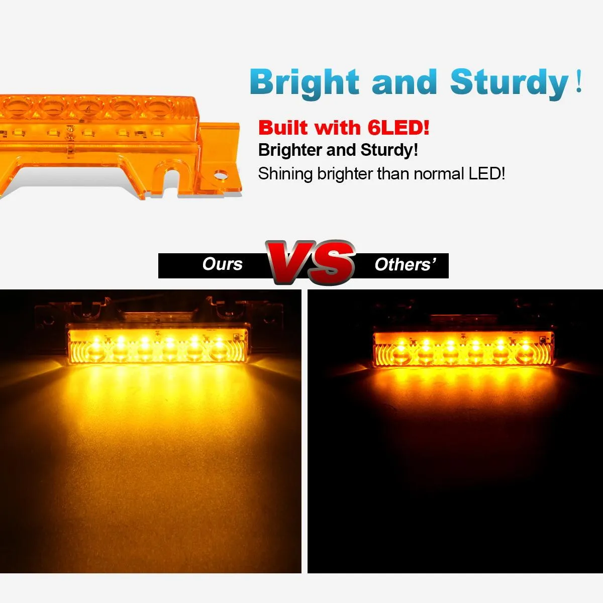 Partsam 5PCS 6LED Cab Light Truck Trailer Cab Marker Top Amber Lens Roof Running Light Reflective Lights Assembly Compatible with 2004 VN/2003-2020 VNL Trucks Waterproof