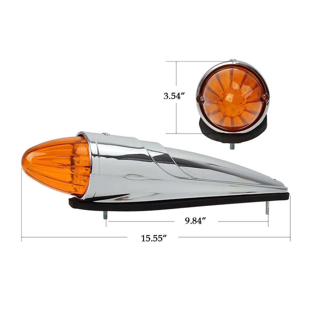 Partsam 7PCS 17 LED Torpedo Cab Lights Chrome Amber LED Top Cab Marker Roof Running Lights Assembly Compatible with Kenworth/Peterbilt/Freightliner/Mack//International Paccar Heavy Duty Trucks