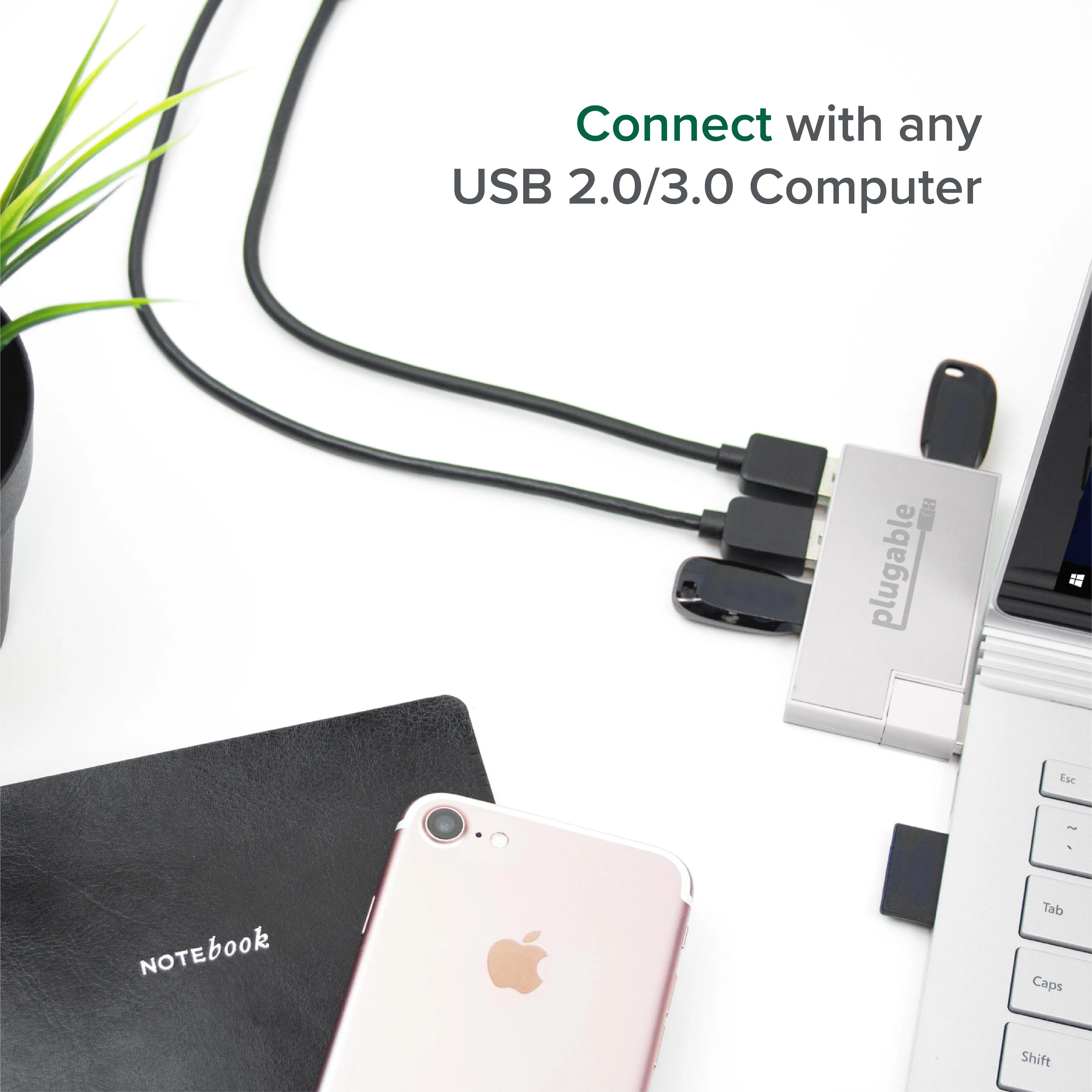 Plugable Rotating 4-Port USB 3.0 Portable Bus Powered Hub