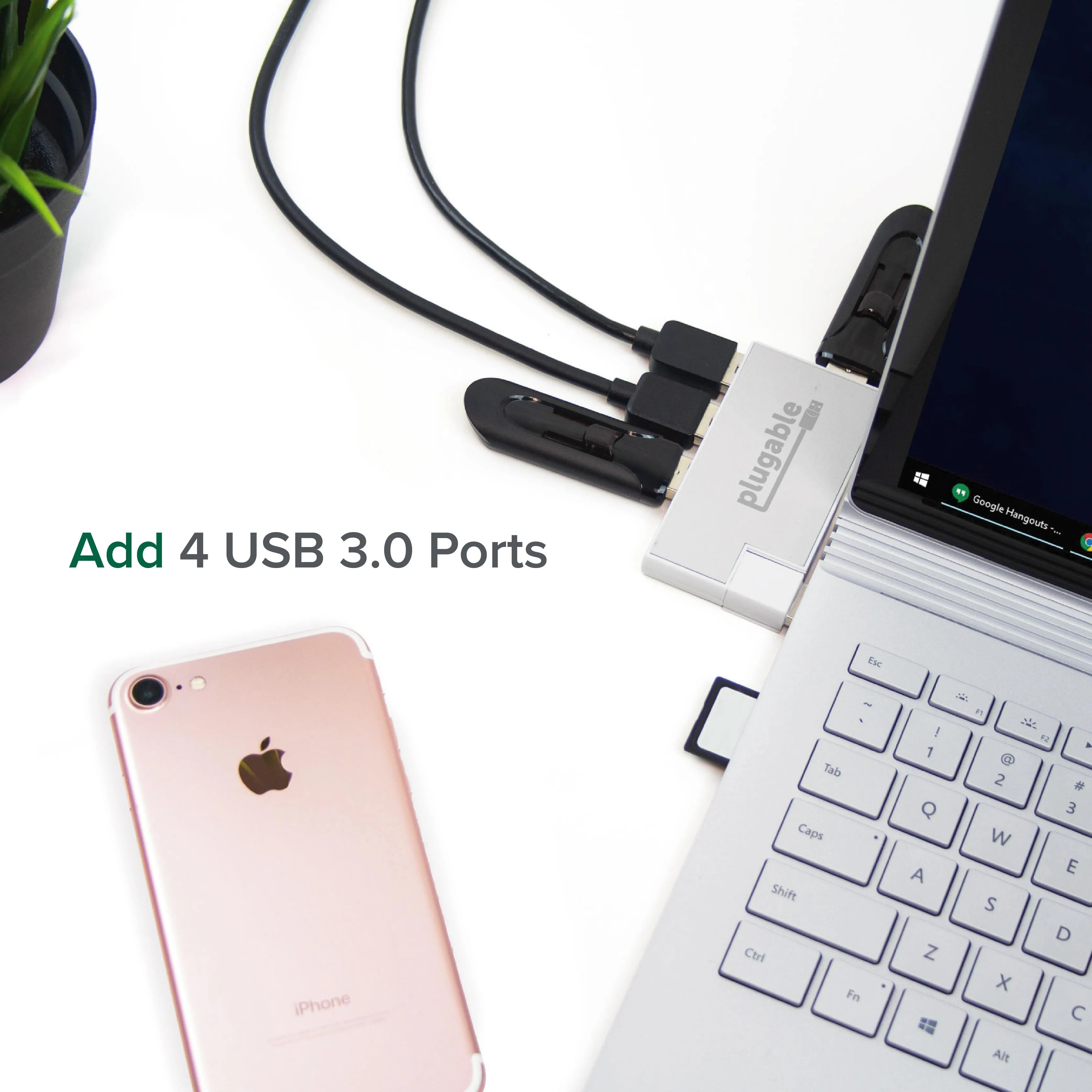 Plugable Rotating 4-Port USB 3.0 Portable Bus Powered Hub