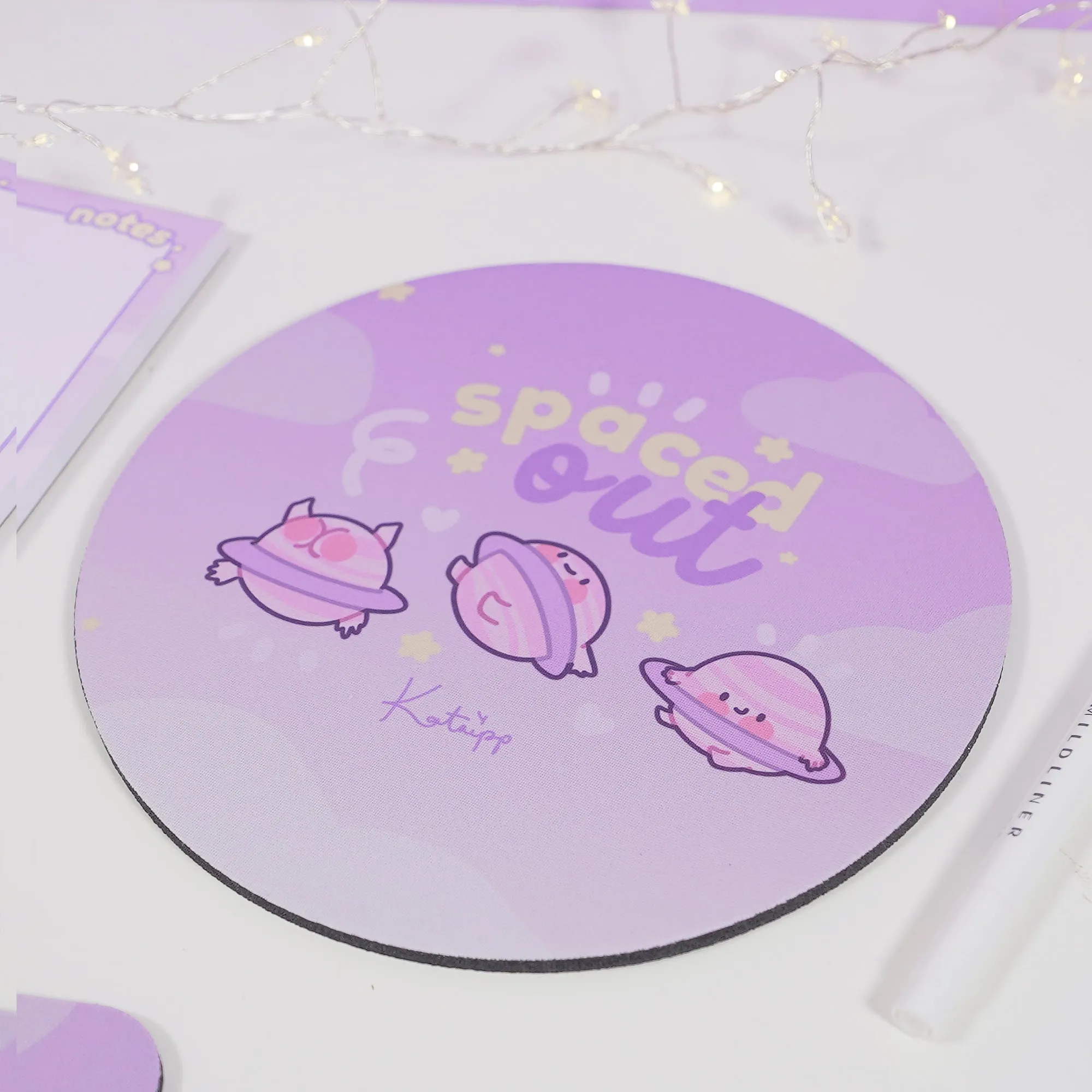 Pocket Planets: Saturn The Kawaii Planet Mouse Pad - 'Spaced Out'