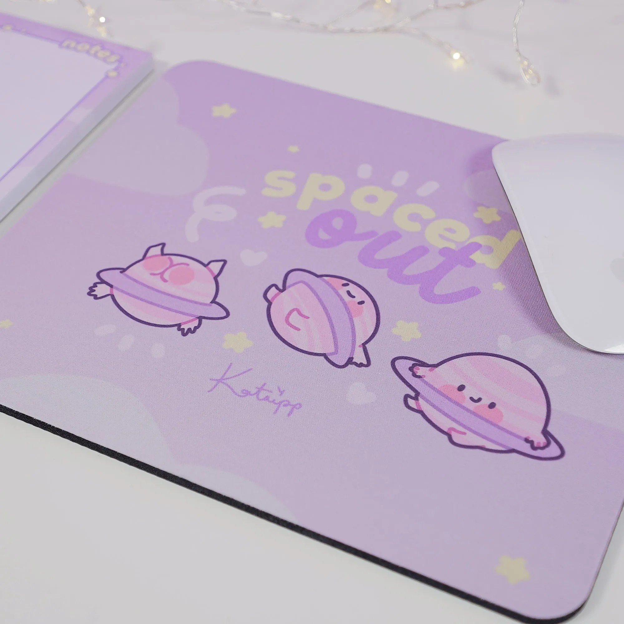 Pocket Planets: Saturn The Kawaii Planet Mouse Pad - 'Spaced Out'