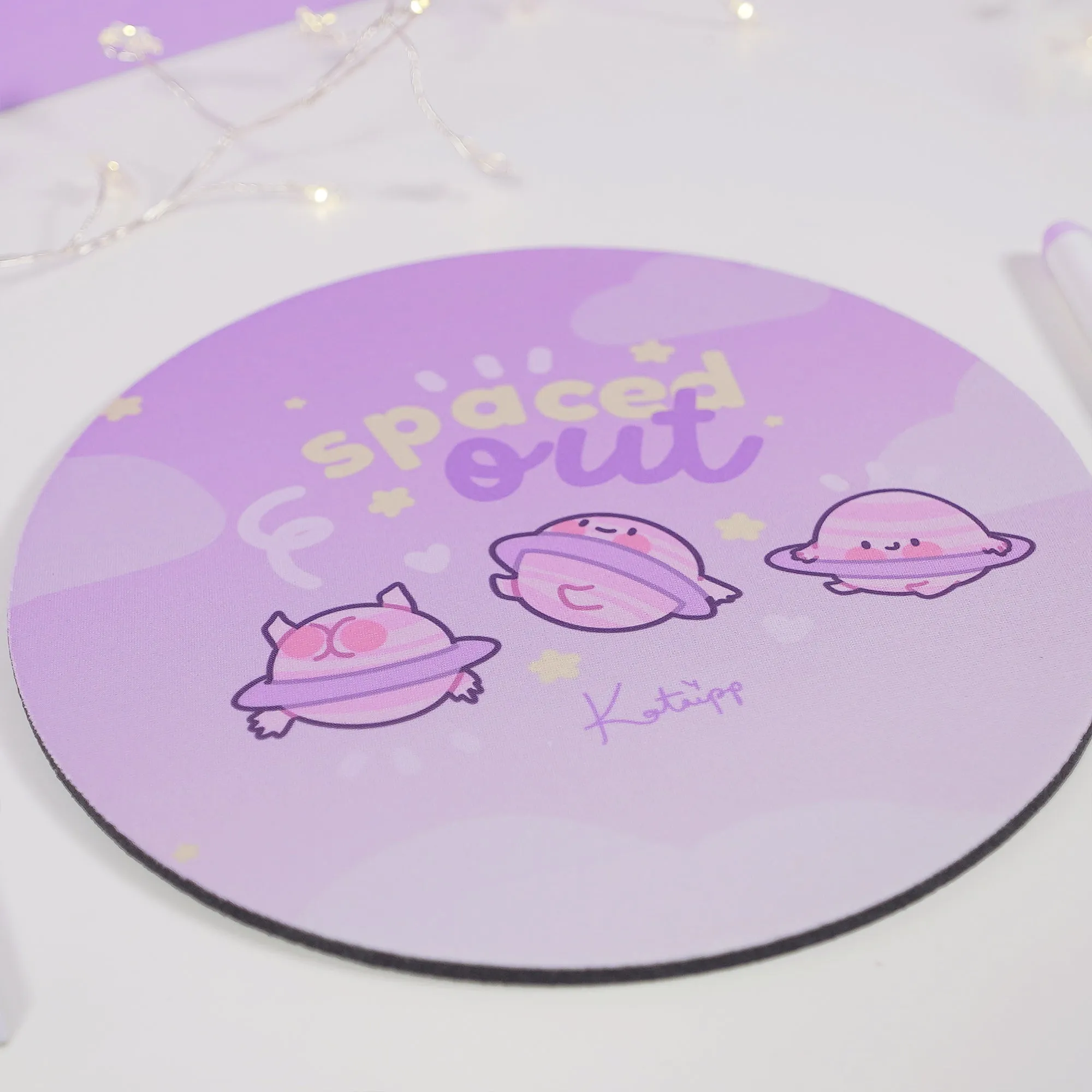 Pocket Planets: Saturn The Kawaii Planet Mouse Pad - 'Spaced Out'