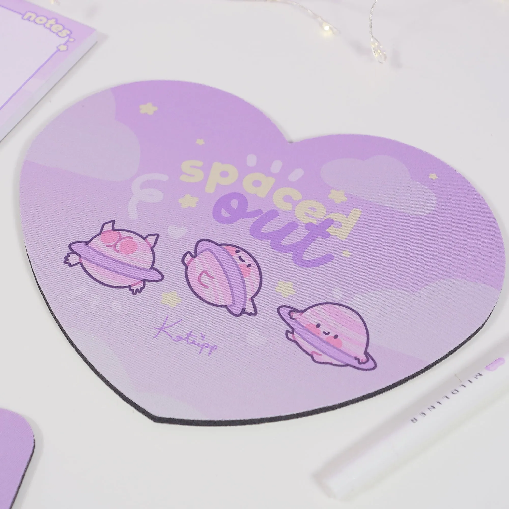 Pocket Planets: Saturn The Kawaii Planet Mouse Pad - 'Spaced Out'