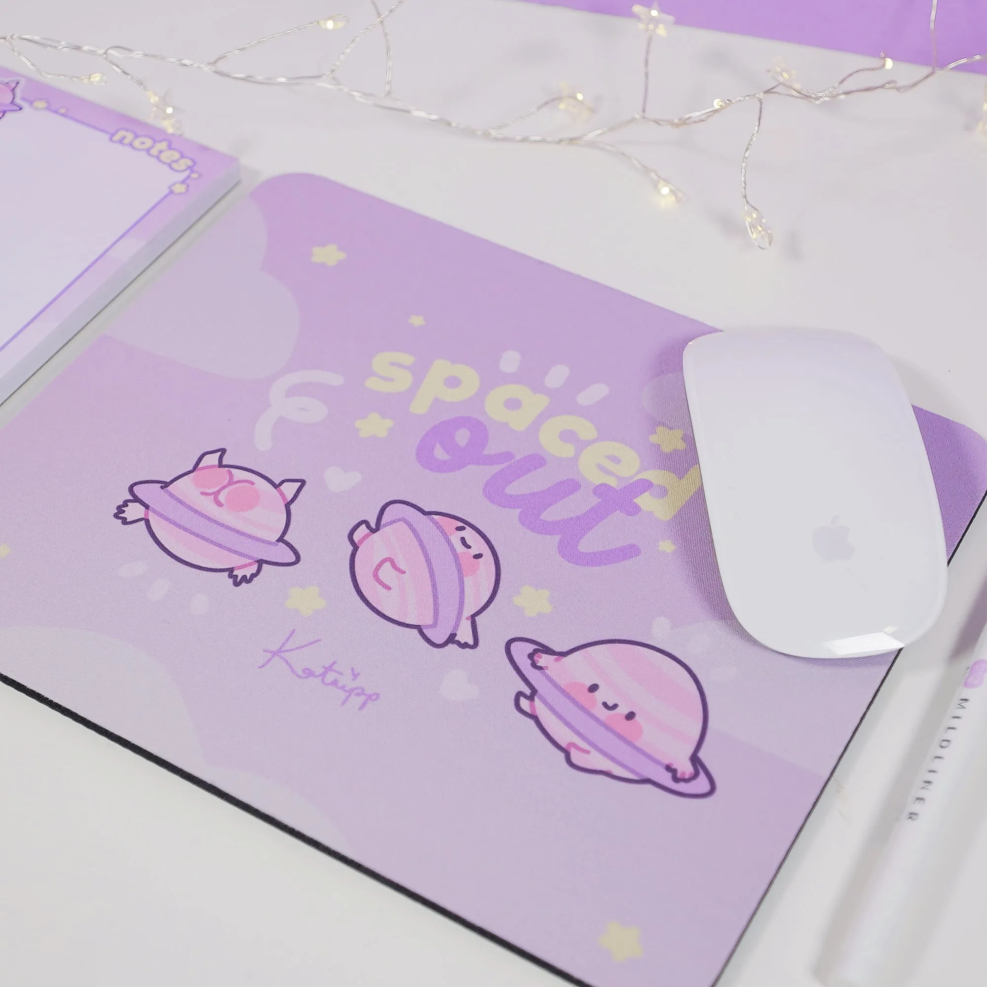 Pocket Planets: Saturn The Kawaii Planet Mouse Pad - 'Spaced Out'