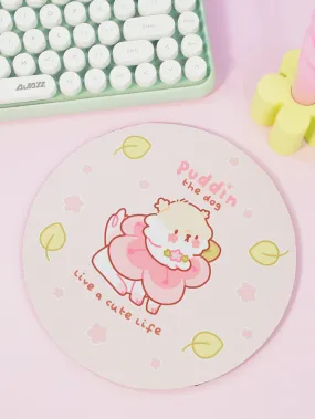 Puddin the Dog Sakura Cherry Blossom Mouse Pad