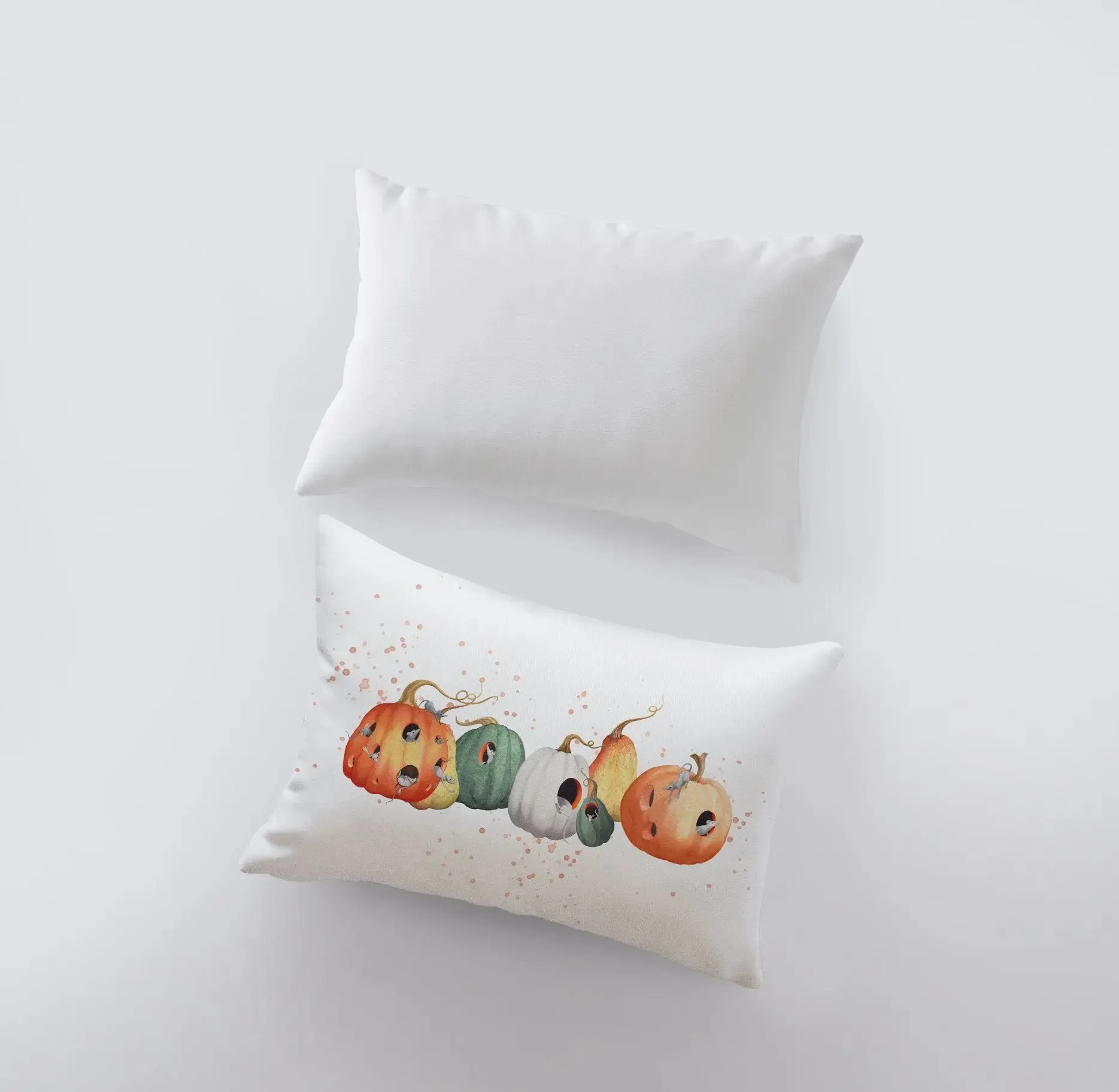 Pumpkins and Mice Pillow Cover | 18x12 | Modern Farmhouse | Primitive Decor | Home Decor | Gift for her | Sofa Pillows