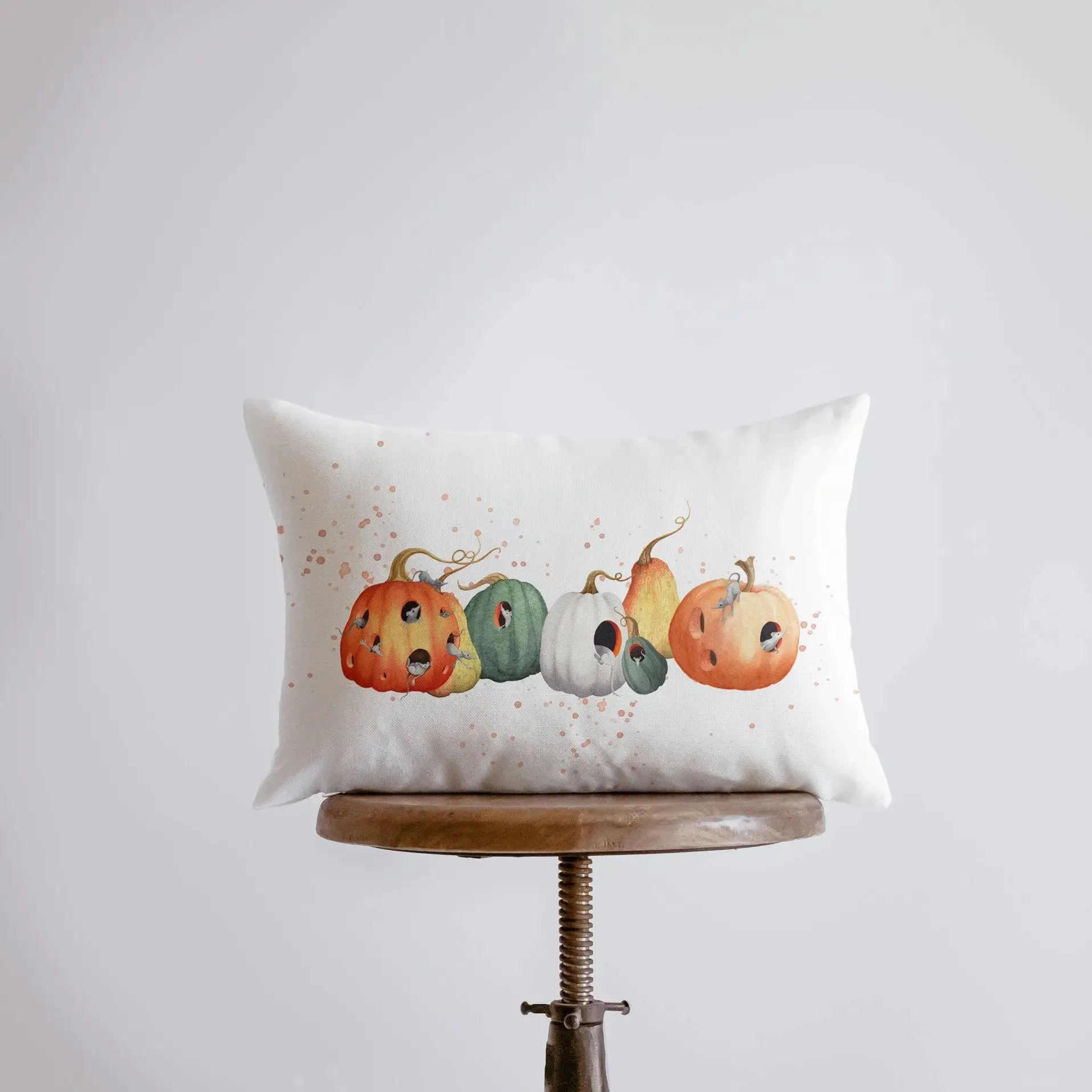 Pumpkins and Mice Pillow Cover | 18x12 | Modern Farmhouse | Primitive Decor | Home Decor | Gift for her | Sofa Pillows
