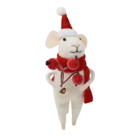 "Red Berry Billy" Felt Mouse Ornament