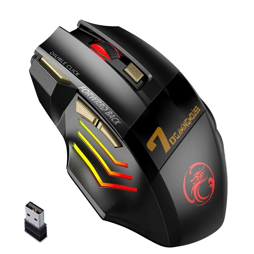 Rechargeable RGB Wireless Gaming Mouse - Silent, Ergonomic, Bluetooth