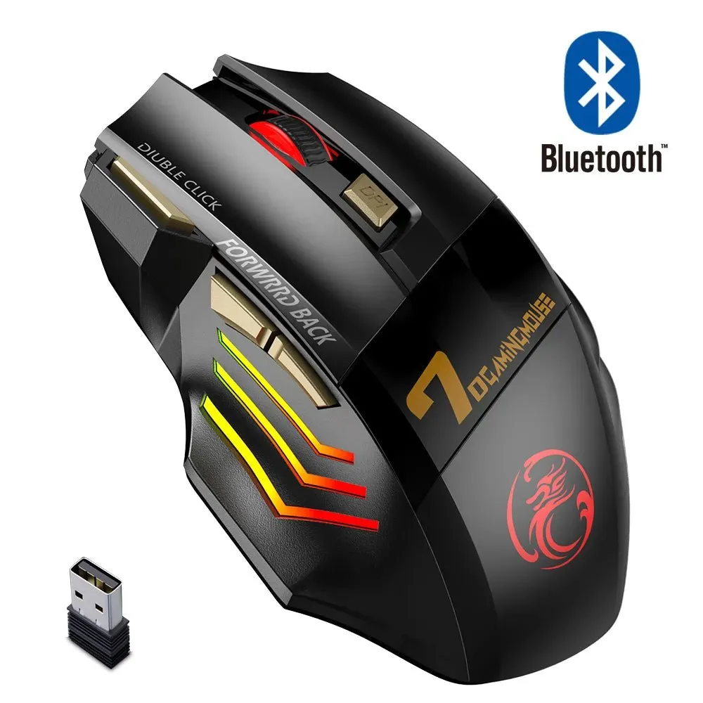 Rechargeable RGB Wireless Gaming Mouse - Silent, Ergonomic, Bluetooth