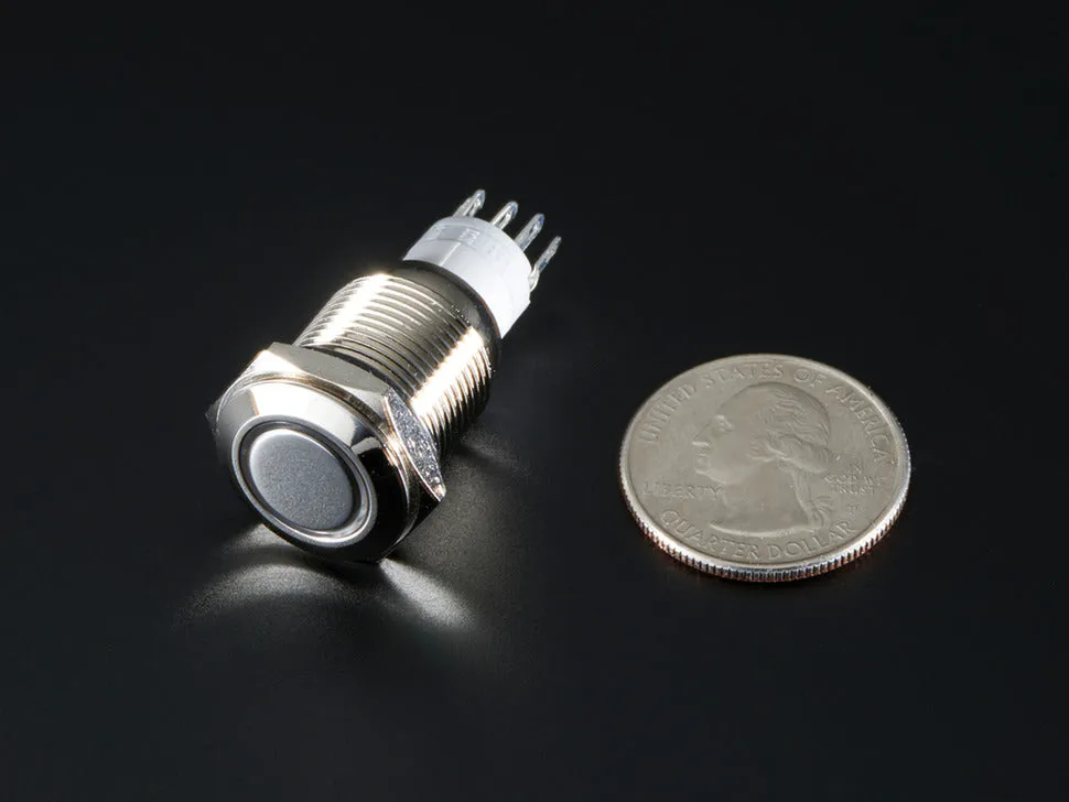 Rugged Metal Pushbutton with White LED Ring