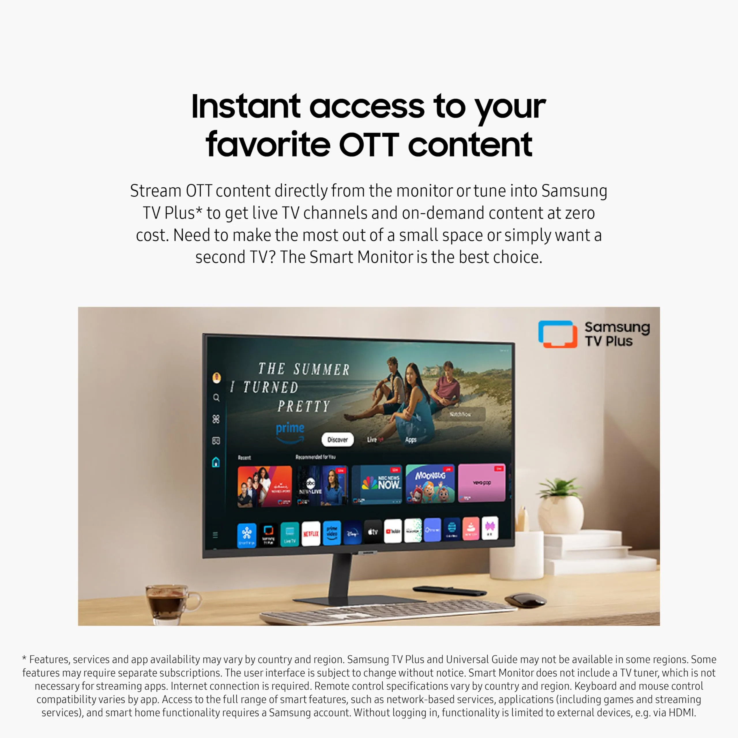 SAMSUNG 32-Inch 4K UHD Smart Monitor with HDR10 