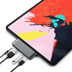 Satechi Aluminum Type-C Mobile Pro Hub Adapter with USB-C PD Charging, 4K HDMI, USB 3.0 & 3.5mm Headphone Jack - Compatible with 2018 iPad Pro, Microsoft Surface Go and More (Space Gray)