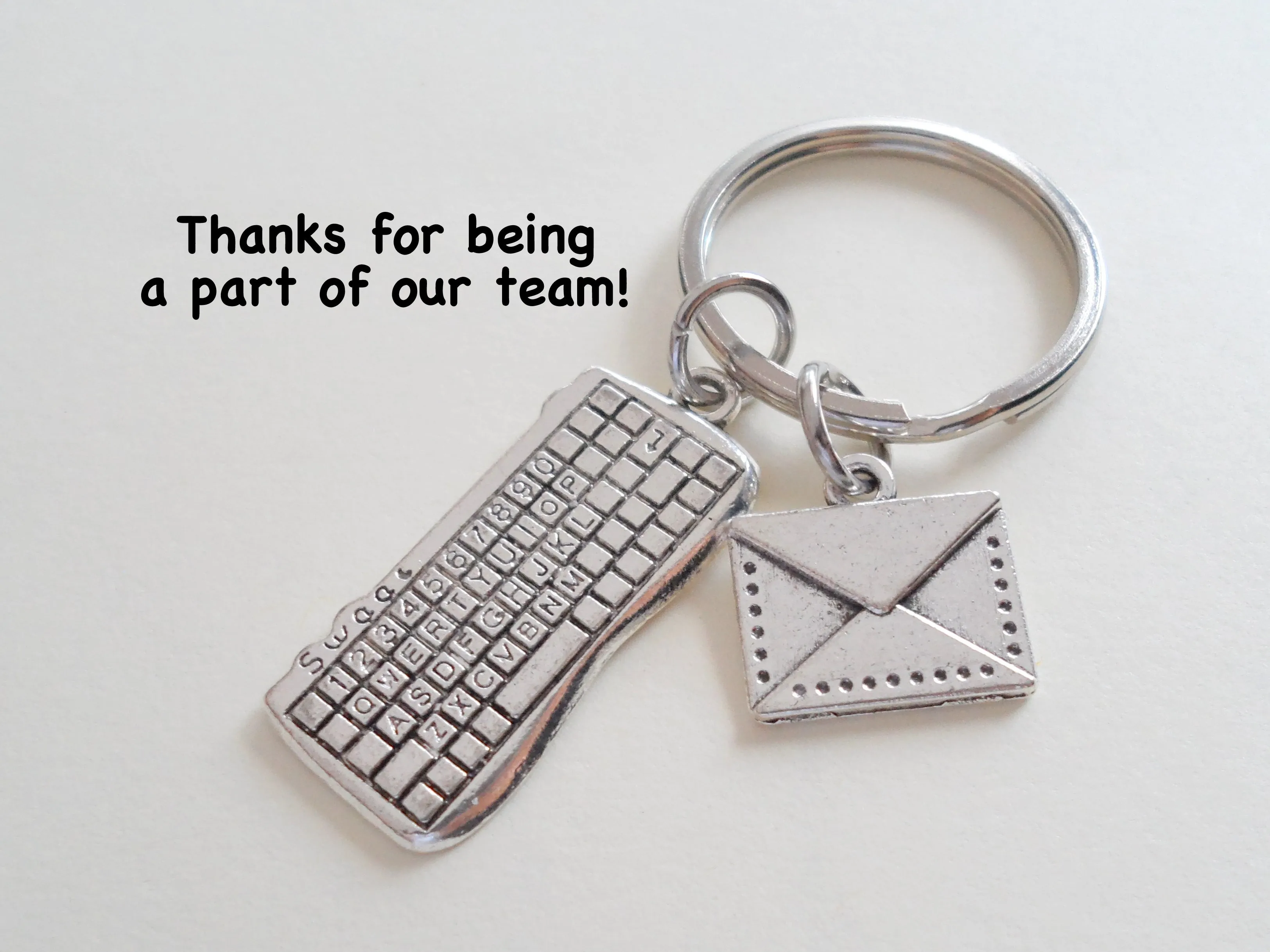 Secretary Gift Keychain, Office Staff Gift, Receptionist Gift, Work Team Thank you Gift, Computer Keyboard & Envelope Charm Keychain