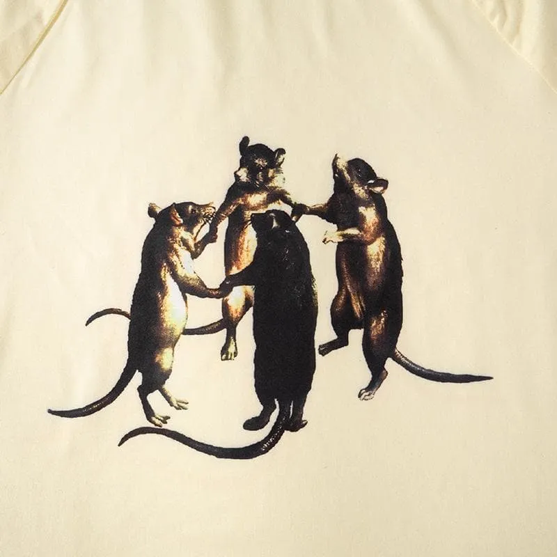 Short sleeve crew neck mice print top