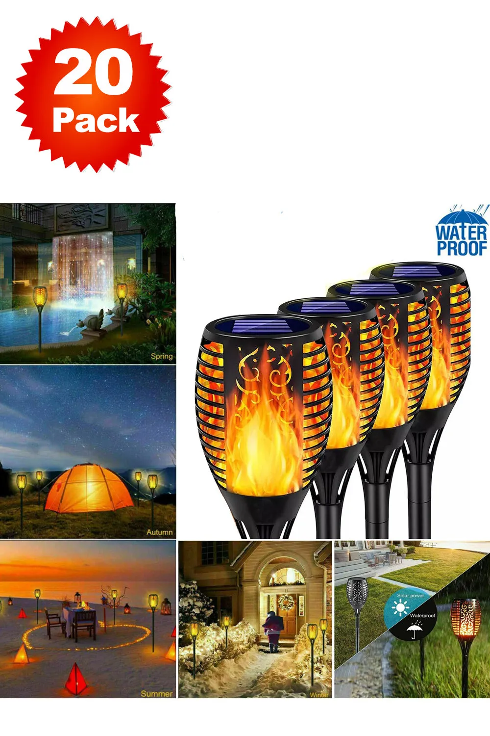Solar Garden Torch Light - 10/20 Pack