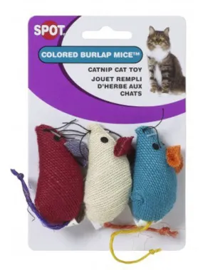 SPOT - Burlap Mice Catnip Cat Toy - 3 Pack