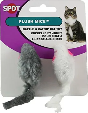 SPOT - Plush Mice with Rattle and Catnip Cat Toy 2" - 2 Pack