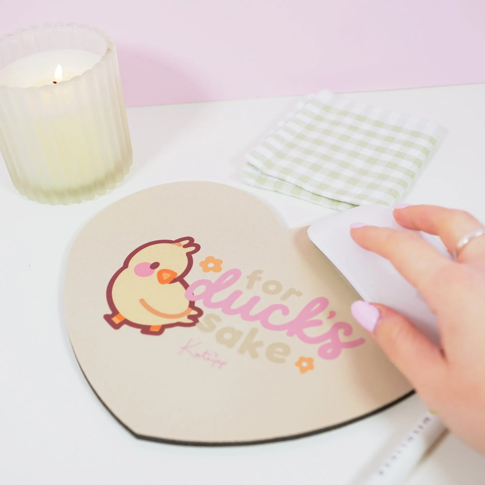 Spring Ducks & Daffodils: Katnipp Duckling Mouse Pad - 'For Duck's Sake'