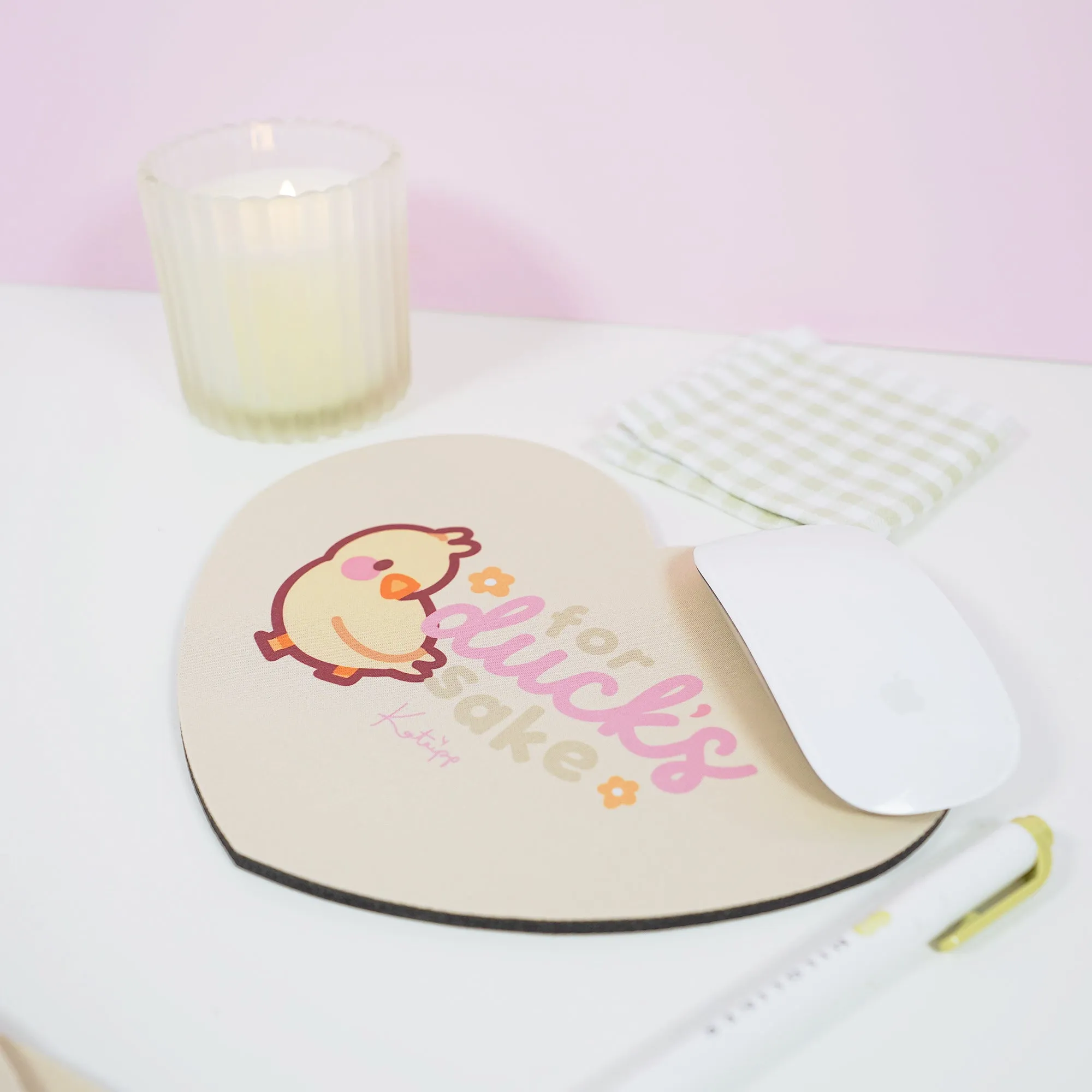 Spring Ducks & Daffodils: Katnipp Duckling Mouse Pad - 'For Duck's Sake'