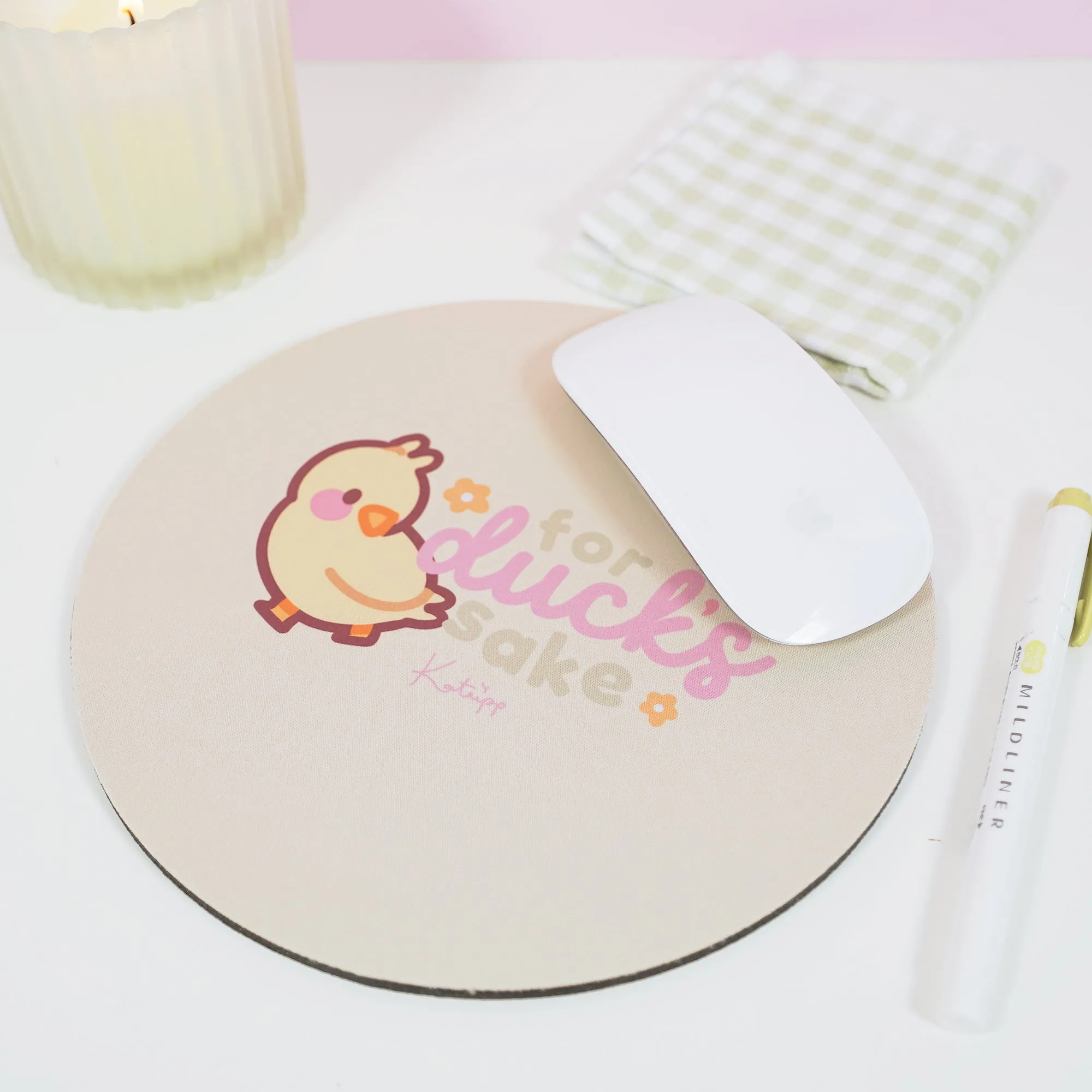 Spring Ducks & Daffodils: Katnipp Duckling Mouse Pad - 'For Duck's Sake'