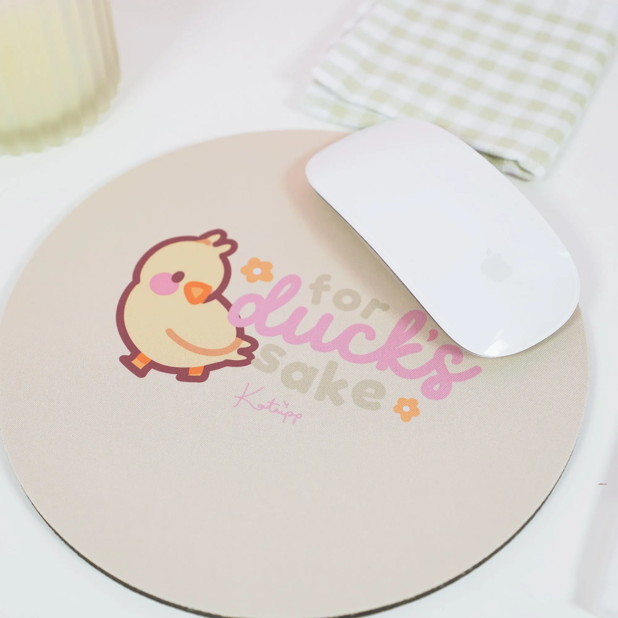 Spring Ducks & Daffodils: Katnipp Duckling Mouse Pad - 'For Duck's Sake'