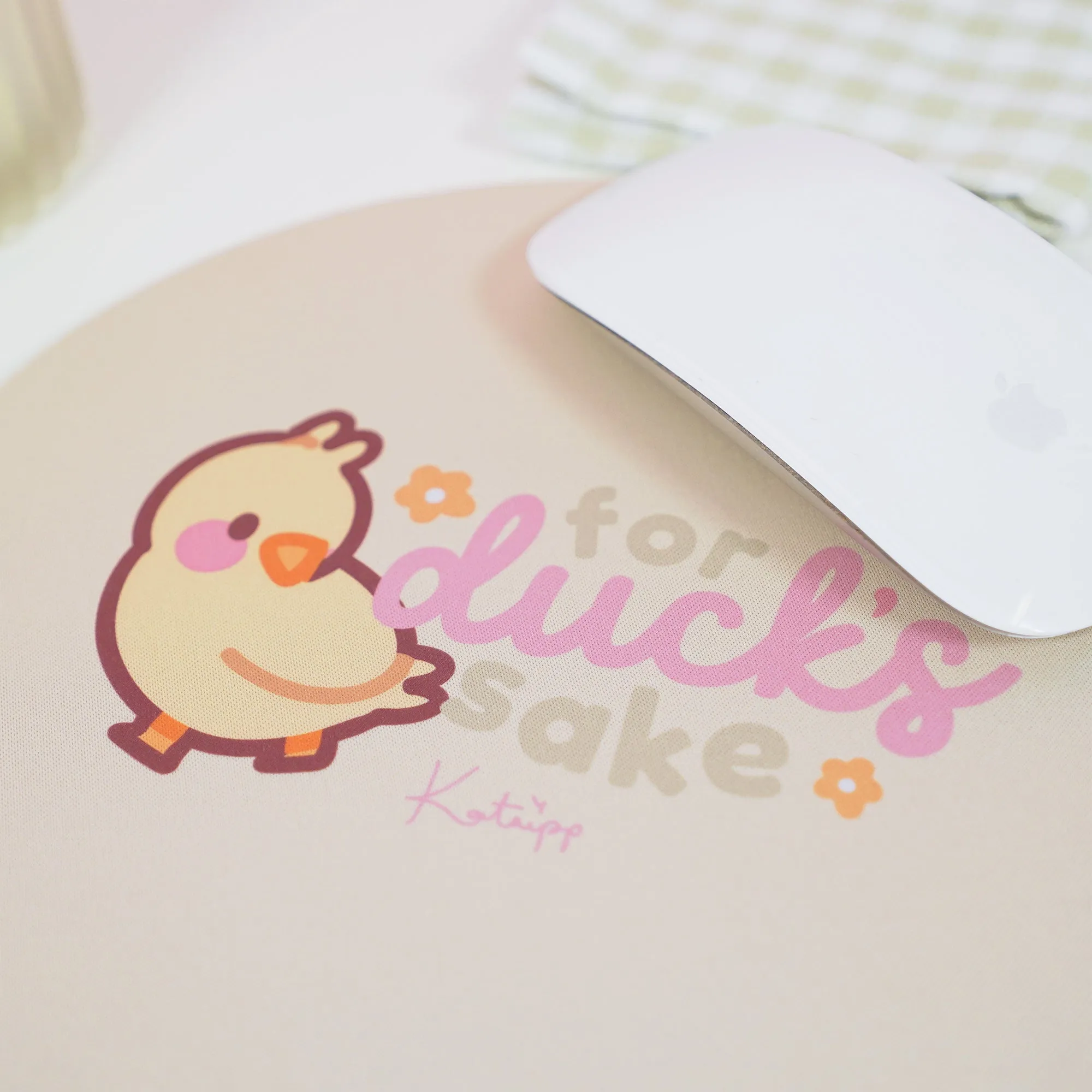 Spring Ducks & Daffodils: Katnipp Duckling Mouse Pad - 'For Duck's Sake'
