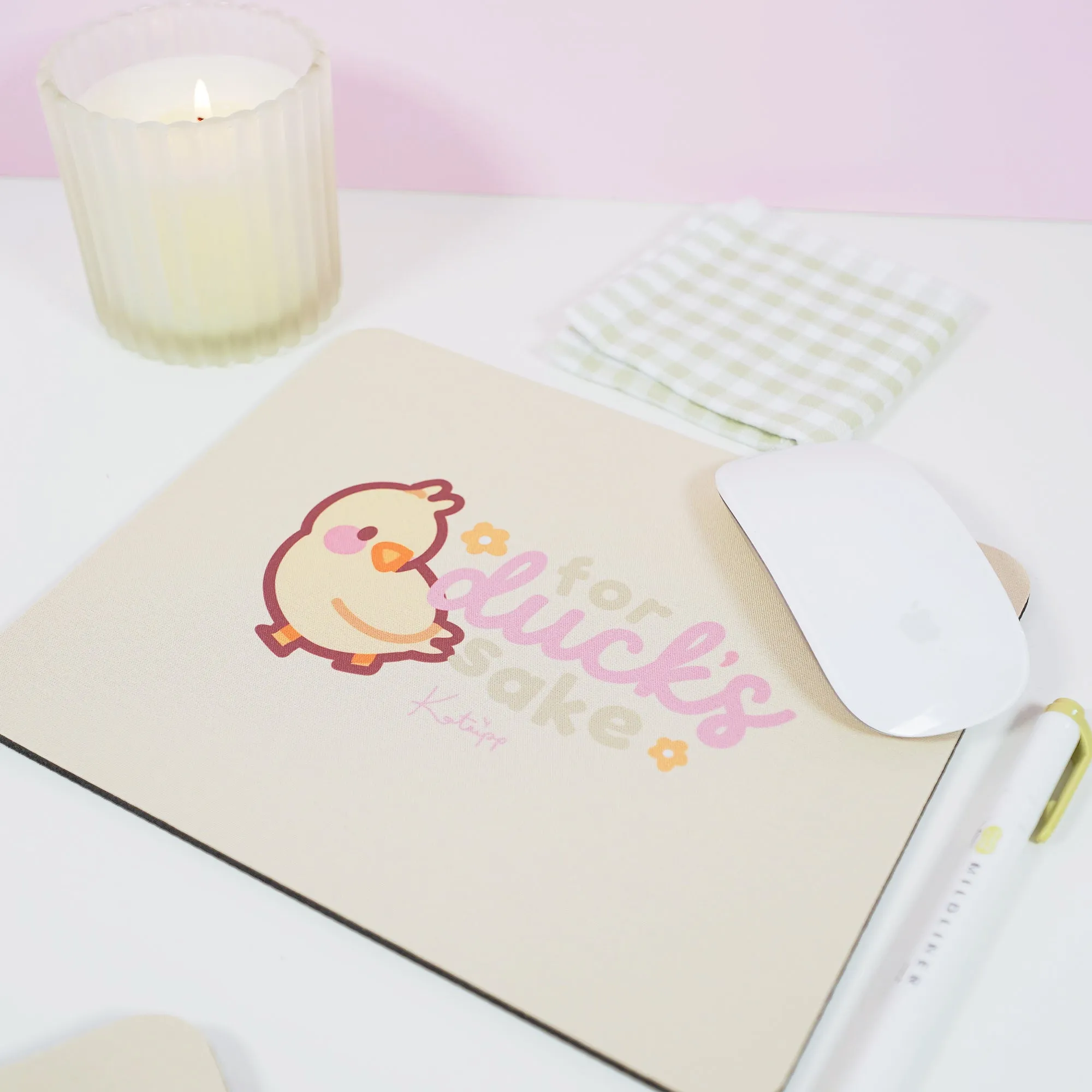 Spring Ducks & Daffodils: Katnipp Duckling Mouse Pad - 'For Duck's Sake'