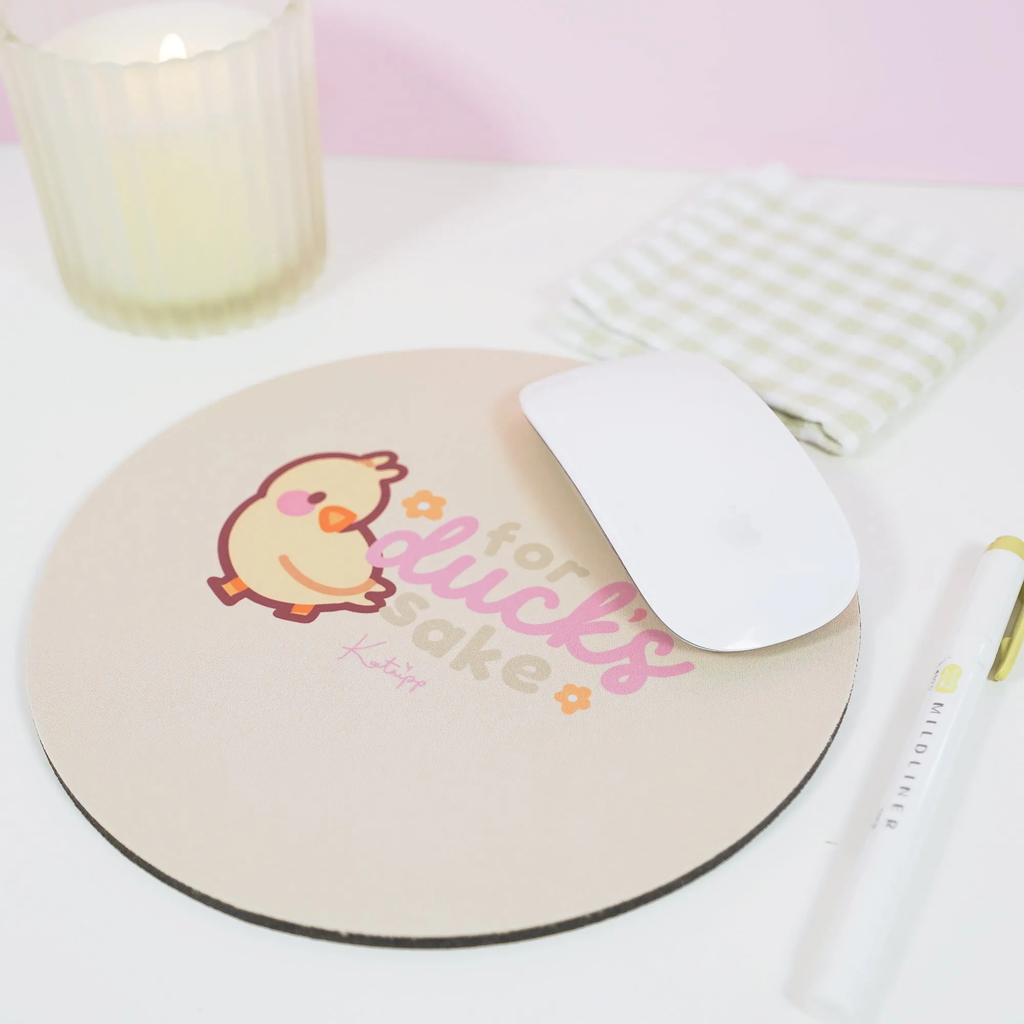 Spring Ducks & Daffodils: Katnipp Duckling Mouse Pad - 'For Duck's Sake'