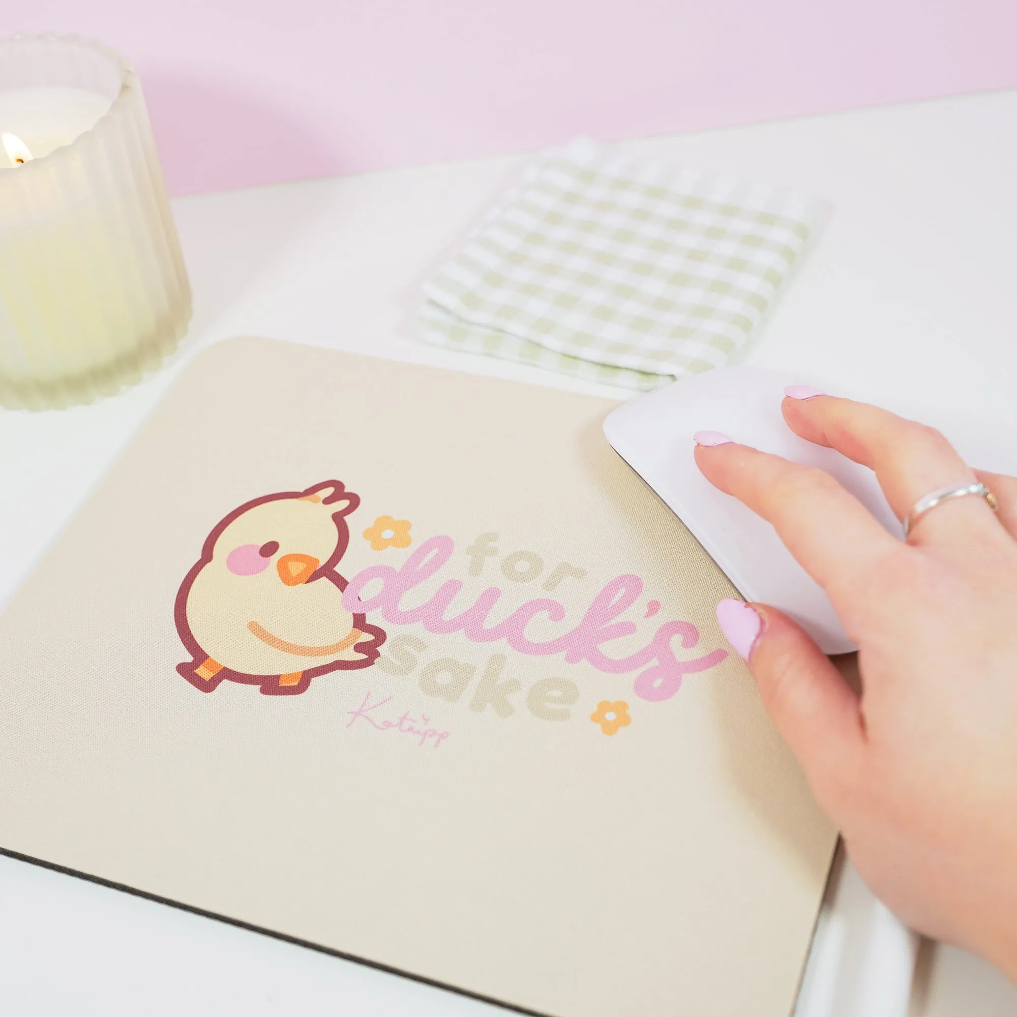 Spring Ducks & Daffodils: Katnipp Duckling Mouse Pad - 'For Duck's Sake'