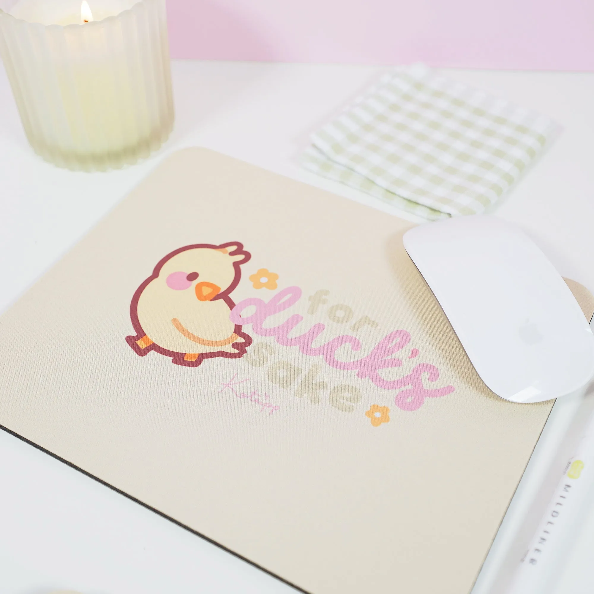 Spring Ducks & Daffodils: Katnipp Duckling Mouse Pad - 'For Duck's Sake'