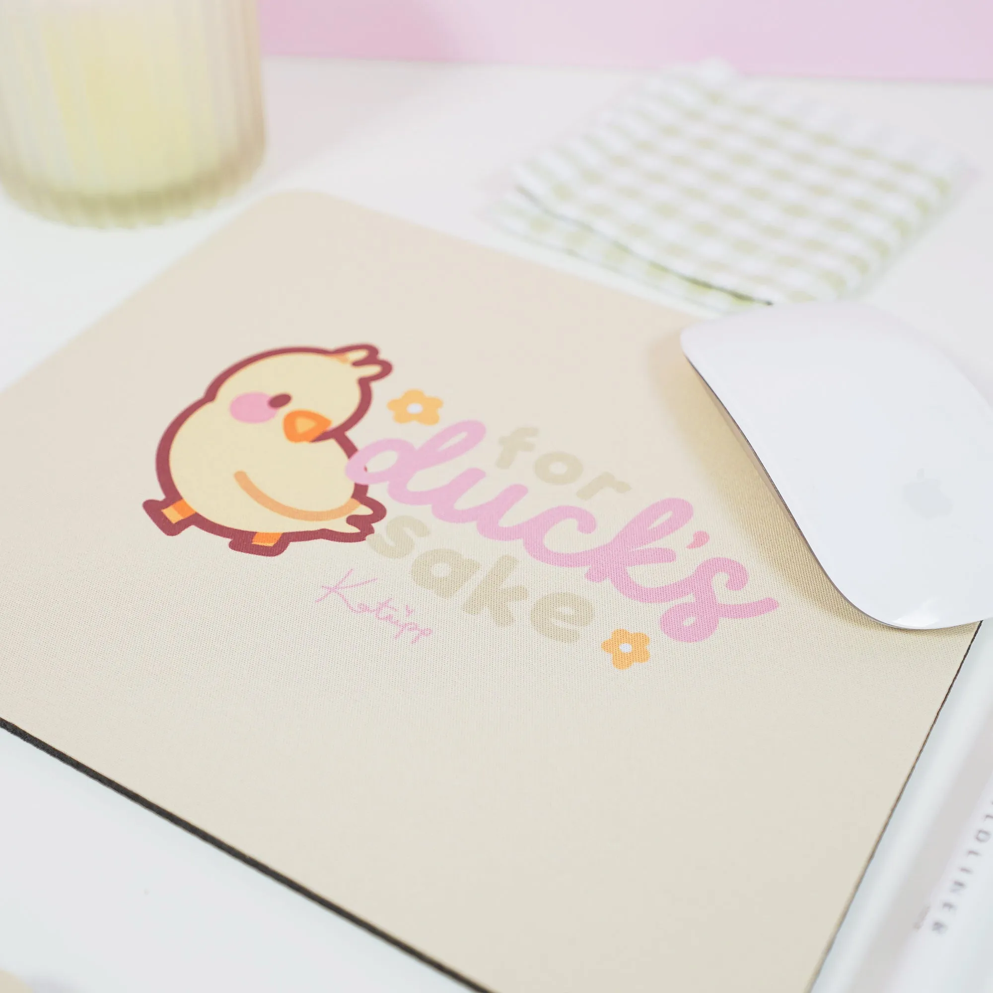 Spring Ducks & Daffodils: Katnipp Duckling Mouse Pad - 'For Duck's Sake'