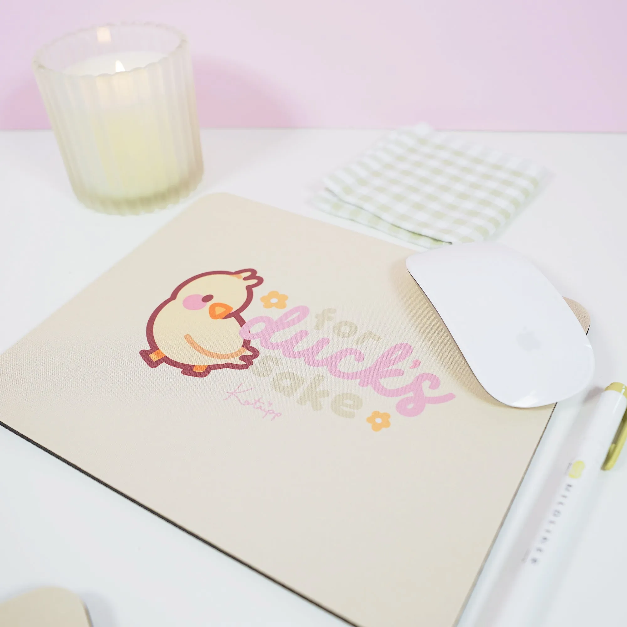 Spring Ducks & Daffodils: Katnipp Duckling Mouse Pad - 'For Duck's Sake'