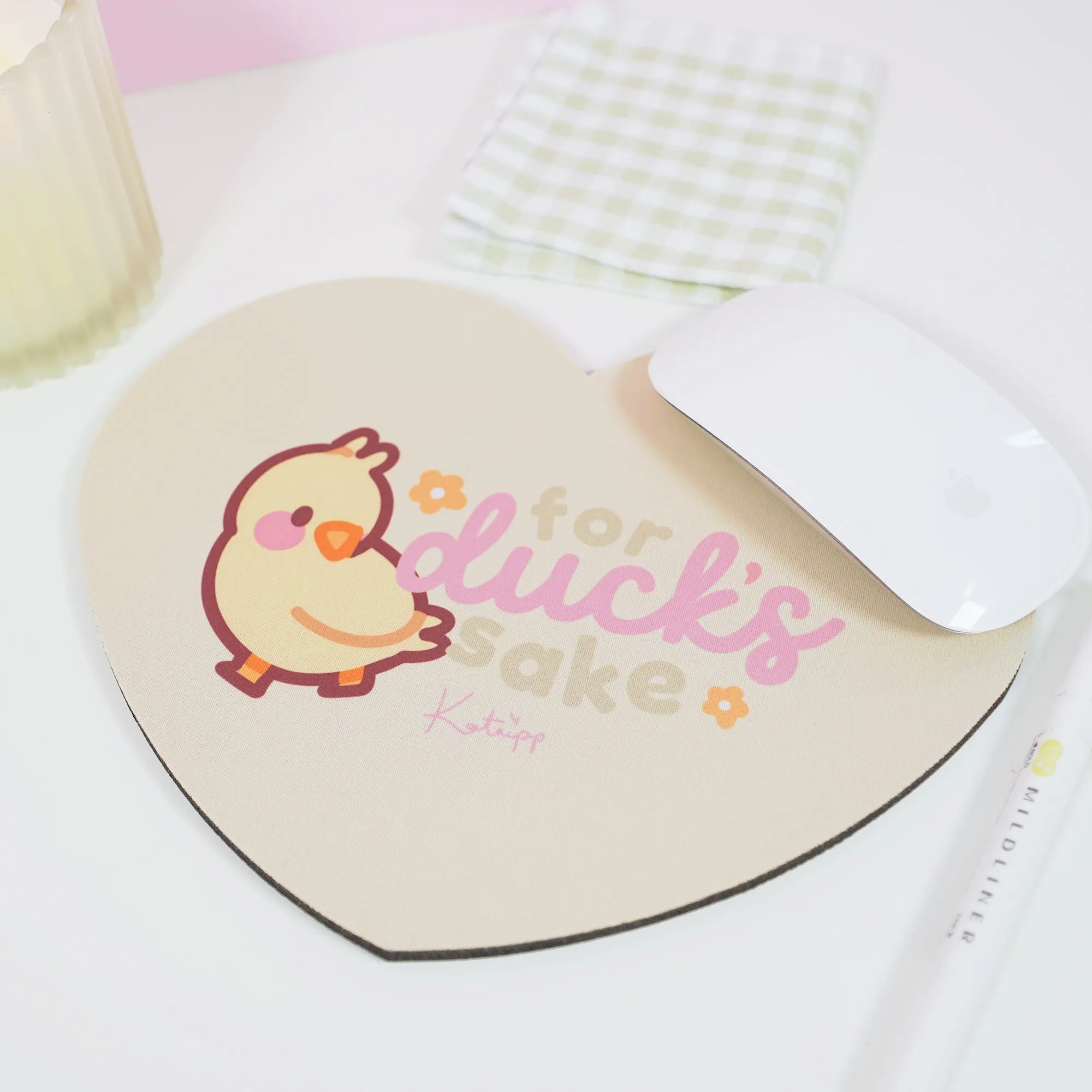 Spring Ducks & Daffodils: Katnipp Duckling Mouse Pad - 'For Duck's Sake'